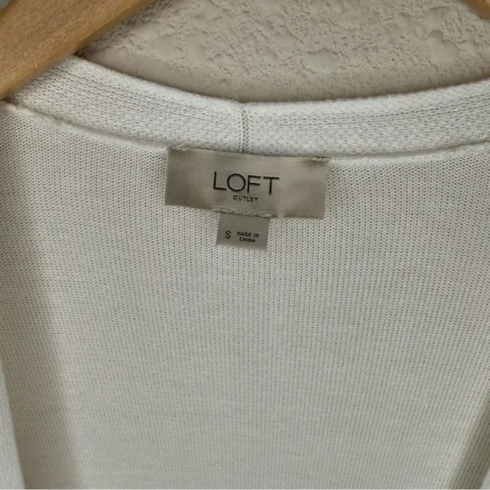 Loft Open Front Cardigan Rayon Lacey Off White 3/4 Sleeves Women’s Size Small - Picture 8 of 10